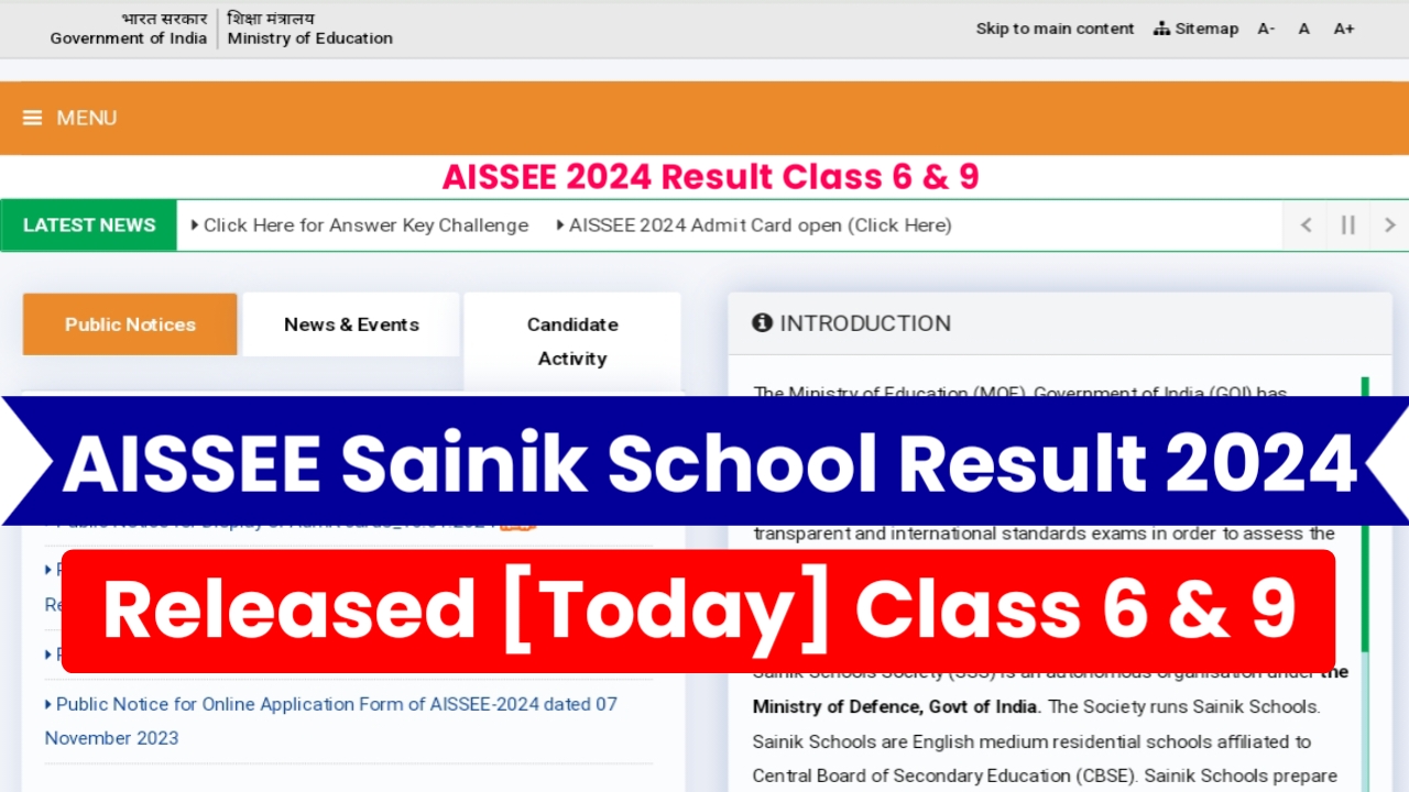 AISSEE Sainik School Result 2024